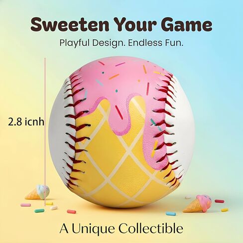 Ice Cream Baseball, Cute Drip Ice Cream Practice Baseball with 9 inch Standard Size, Soft for Training & Themed Gifts for Baseball's Fans, Players & Coaches in Kuwait