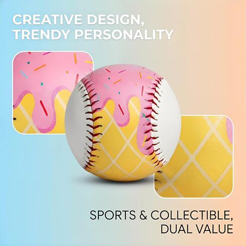 Ice Cream Baseball, Cute Drip Ice Cream Practice Baseball with 9 inch Standard Size, Soft for Training & Themed Gifts for Baseball's Fans, Players & Coaches in Kuwait