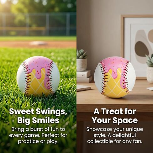 Ice Cream Baseball, Cute Drip Ice Cream Practice Baseball with 9 inch Standard Size, Soft for Training & Themed Gifts for Baseball's Fans, Players & Coaches in Kuwait