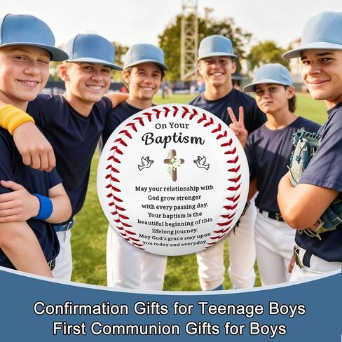 Baptism Gifts for Boys Girls Baseball Lovers - Catholic First Communion Gifts for Boys, Religious Christian Sport Present for Men Teens, Faith Stuff for Christening, Baptism Present for Men Women in Kuwait