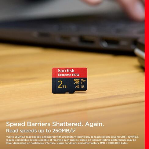 Sandisk 2TB Streimity Pro MicroSDXC ™ UHS-I بطاقة ، تصل إلى 250 ميجابايت/ثانية سرعة قراءة ؛ ما يصل إلى 150 ميجابايت/ثانية سرعة الكتابة ، SDSQXCD-2T00-GN6MA in Kuwait
