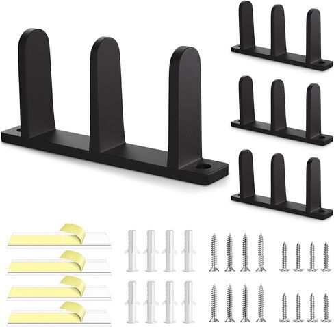 4 قطع من دليل أرضية باب الخزانة البلاستيكية، مناسب عالميًا للأبواب بعرض 1-3/8 بوصة، يحافظ على ثبات الباب المنزلق مع براغي في حجمين، حلول لمسار باب خزانة المنزل، أبيض in Kuwait