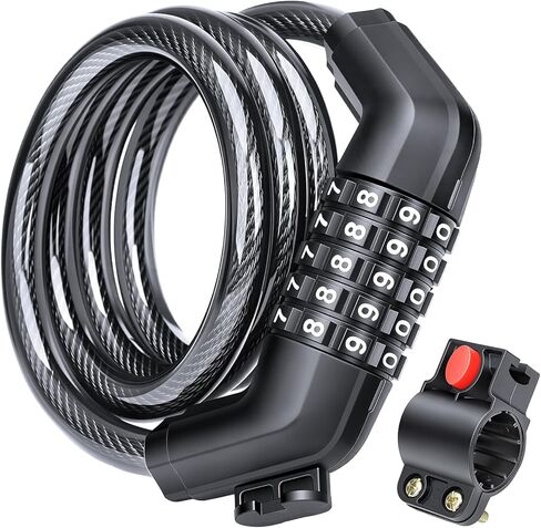 Onvian Bike Lock,3.5 Feet Bicycle Cable Lock,5 Digit Resettable Bike Lock Combination with Mounting Bracket,Anti Theft Security Lock for Bicycle,Scooter, E-Bike,Motorcycle,Fence,Gate in Kuwait