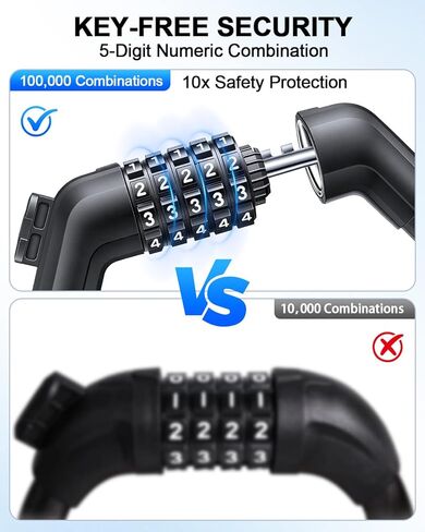 Onvian Bike Lock,3.5 Feet Bicycle Cable Lock,5 Digit Resettable Bike Lock Combination with Mounting Bracket,Anti Theft Security Lock for Bicycle,Scooter, E-Bike,Motorcycle,Fence,Gate in Kuwait