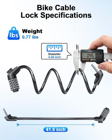 Onvian Bike Lock,3.5 Feet Bicycle Cable Lock,5 Digit Resettable Bike Lock Combination with Mounting Bracket,Anti Theft Security Lock for Bicycle,Scooter, E-Bike,Motorcycle,Fence,Gate in Kuwait
