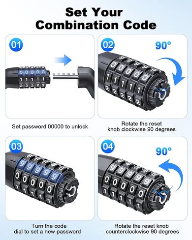 Onvian Bike Lock,3.5 Feet Bicycle Cable Lock,5 Digit Resettable Bike Lock Combination with Mounting Bracket,Anti Theft Security Lock for Bicycle,Scooter, E-Bike,Motorcycle,Fence,Gate in Kuwait