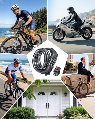 Onvian Bike Lock,3.5 Feet Bicycle Cable Lock,5 Digit Resettable Bike Lock Combination with Mounting Bracket,Anti Theft Security Lock for Bicycle,Scooter, E-Bike,Motorcycle,Fence,Gate in Kuwait