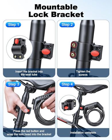 Onvian Bike Lock,3.5 Feet Bicycle Cable Lock,5 Digit Resettable Bike Lock Combination with Mounting Bracket,Anti Theft Security Lock for Bicycle,Scooter, E-Bike,Motorcycle,Fence,Gate in Kuwait