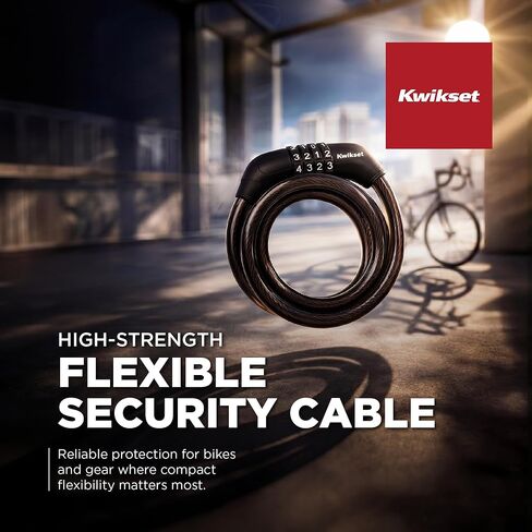قفل كابل للدراجة من كويكسيت بطول 6 أقدام، 4 أرقام، قطر 5/8 بوصة، أمان للدراجة والخارجية، حزمة واحدة، فضي in Kuwait