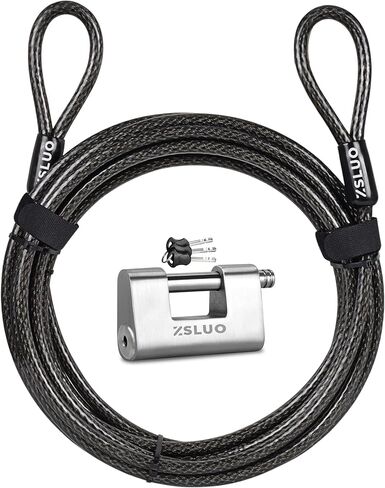 مجموعة قفل وكابل فولاذي عالي التحمل - حزمة أمان مضادة للقطع 10 مم مع قفل من الفولاذ المقاوم للصدأ 304، وكابل مضفر بطول 20 قدمًا للبوابات والحظائر والدراجات النارية - حزمة من مجموعة واحدة in Kuwait