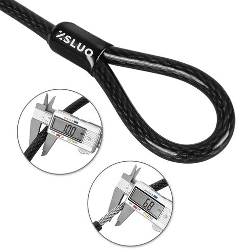 مجموعة قفل وكابل فولاذي عالي التحمل - حزمة أمان مضادة للقطع 10 مم مع قفل من الفولاذ المقاوم للصدأ 304، وكابل مضفر بطول 20 قدمًا للبوابات والحظائر والدراجات النارية - حزمة من مجموعة واحدة in Kuwait