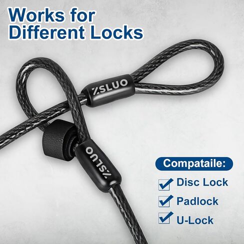 مجموعة قفل وكابل فولاذي عالي التحمل - حزمة أمان مضادة للقطع 10 مم مع قفل من الفولاذ المقاوم للصدأ 304، وكابل مضفر بطول 20 قدمًا للبوابات والحظائر والدراجات النارية - حزمة من مجموعة واحدة in Kuwait