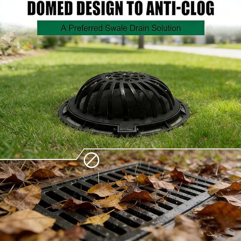 18in Ductile Iron Atrium Drain Grate, Dome Overflow Relief Gully Grate with Bolted Base, Cast Iron Round Drain Cover for Garden Yard Lawn, Anti-Clog Anti-Theft Heavy Duty Outdoor Drainage in Saudi Arabia