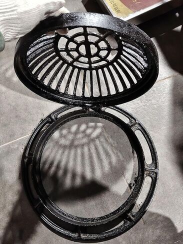 18in Ductile Iron Atrium Drain Grate, Dome Overflow Relief Gully Grate with Bolted Base, Cast Iron Round Drain Cover for Garden Yard Lawn, Anti-Clog Anti-Theft Heavy Duty Outdoor Drainage in Saudi Arabia