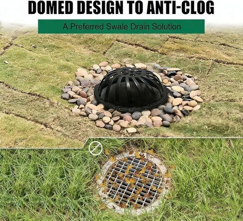 18in Ductile Iron Atrium Drain Grate, Dome Overflow Relief Gully Grate with Bolted Base, Cast Iron Round Drain Cover for Garden Yard Lawn, Anti-Clog Anti-Theft Heavy Duty Outdoor Drainage in Saudi Arabia