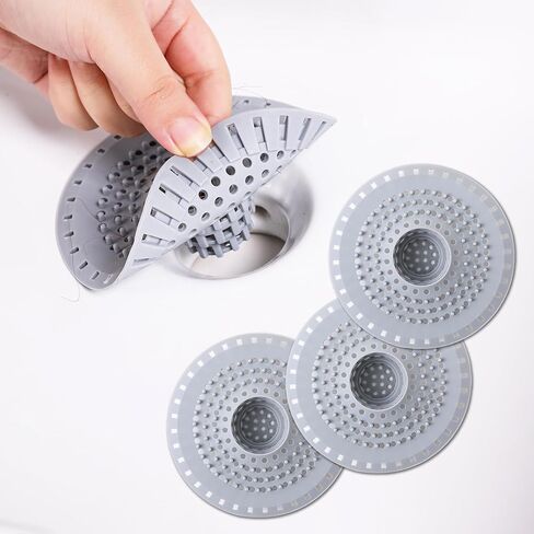 3Packs Bathtub Drain Hair Catcher, Silicone Tub Hair Catcher Drain Protector Strainer, Collapsible Shower Hair Drain Catcher Strainer for 1.48'' to 1.75'' Regular Drains, 3PCS in Saudi Arabia