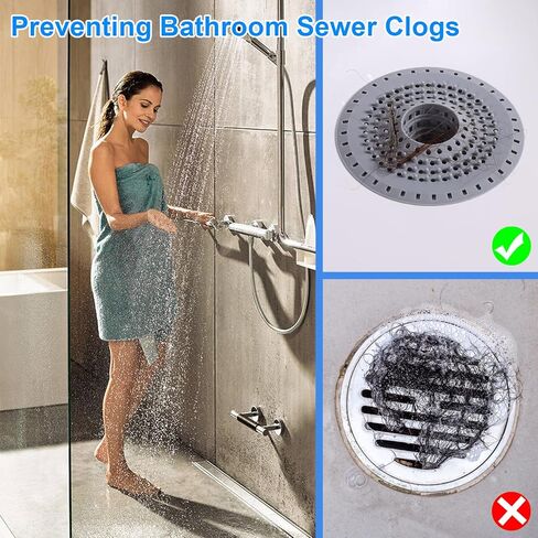 3Packs Bathtub Drain Hair Catcher, Silicone Tub Hair Catcher Drain Protector Strainer, Collapsible Shower Hair Drain Catcher Strainer for 1.48'' to 1.75'' Regular Drains, 3PCS in Saudi Arabia