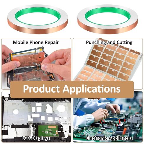 2 Pack Copper Foil Tape, (3/8inch X 22yards)Copper Foil Tape with Double-Sided Conductive Tapes Double-Sided Conductive with Adhesive for EMI Shielding,Stained Glass,Soldering,Electrical Repairs in Saudi Arabia