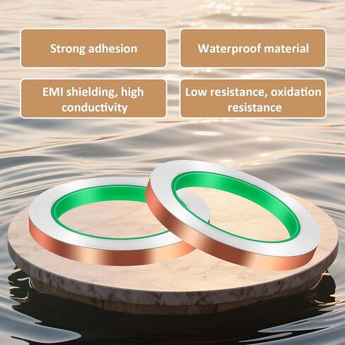 2 Pack Copper Foil Tape, (3/8inch X 22yards)Copper Foil Tape with Double-Sided Conductive Tapes Double-Sided Conductive with Adhesive for EMI Shielding,Stained Glass,Soldering,Electrical Repairs in Saudi Arabia