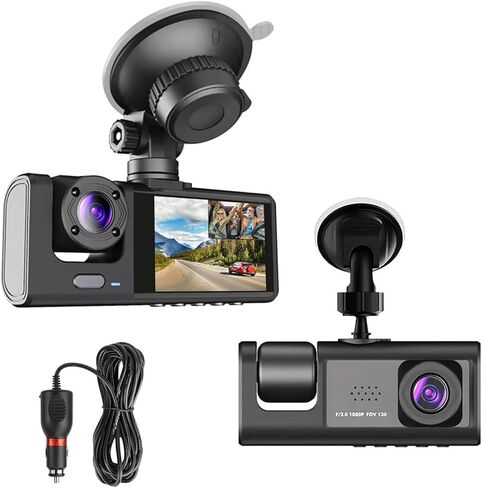 Dash Camera Front and Inside Dash Cam for Car Security 1080P Video Recorder with Audio Plug and Play, WDR, Night Vision, G-Sensor Auto Lock, 2 Inch Screen Vehicle Security in Kuwait