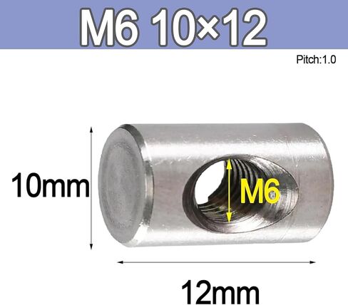 Barrel Bolts, Cylindrical Pin Dowel Cross Hole Hammer Embedded Nut for Wood Furniture Accessories(5pcs,M6 10x12) in Saudi Arabia