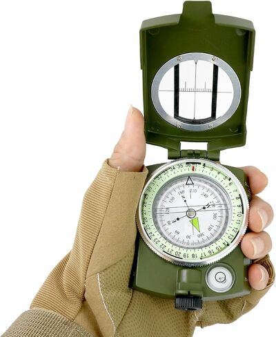 Military Sighting Compass Survival with Carrying Bag, Compass for Hiking,Waterproof and Shakeproof, Army Green in Saudi Arabia