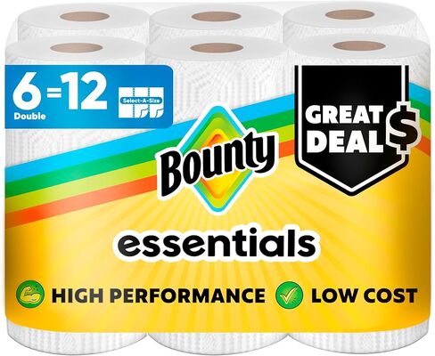 Bounty Essentials Select-A-Size Placels ، 6 لفات مزدوجة ، أبيض ، 108 صفائح لكل لفة in Kuwait