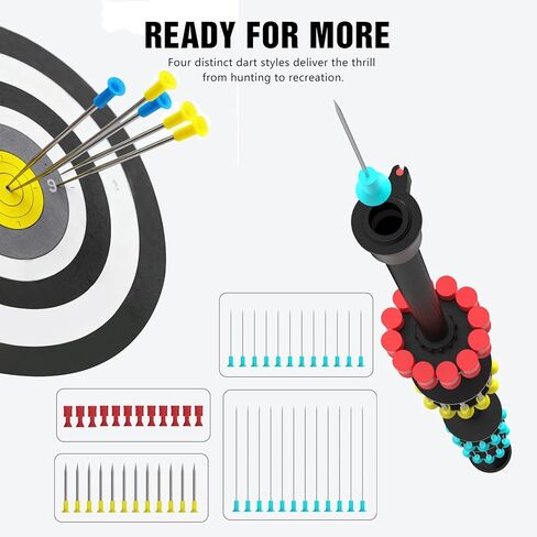 Blowgun، مسدس رمي السهام من عيار 36 بوصة، عيار 40، مجموعة مكونة من أنبوبين مطورة لعام 2026 مع 48 سهمًا، قوية ودقيقة لممارسة الرماية والصيد في الهواء الطلق in Kuwait