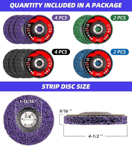 أقراص تجريد الطلاء لمطحنة الزوايا، 4-1/2 بوصة × 7/8 بوصة، 12 قطعة، عجلات إزالة الصدأ والطلاء متعددة الأسطح للمعادن والخشب in Kuwait
