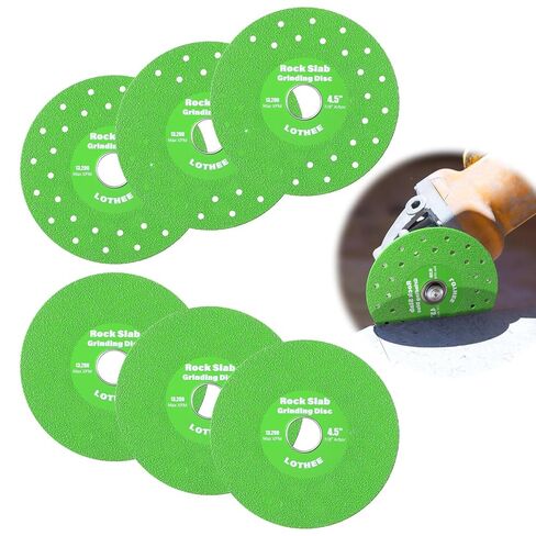 Lothee 6 Pcs 4.5 Inch Diamond Rock Slab Grinding Disc Glass Cutting Disc for Angle Grinder for Cutting and Grinding of Ceramics, Tile, Marble Edge Trimming, Compatible with Angle, Bench, Die Grinder in Saudi Arabia