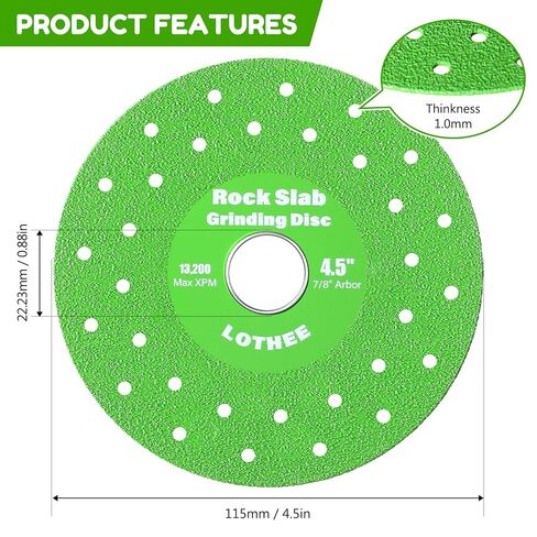 Lothee 6 Pcs 4.5 Inch Diamond Rock Slab Grinding Disc Glass Cutting Disc for Angle Grinder for Cutting and Grinding of Ceramics, Tile, Marble Edge Trimming, Compatible with Angle, Bench, Die Grinder in Saudi Arabia