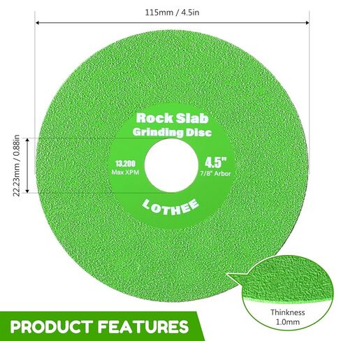 Lothee 6 Pcs 4.5 Inch Diamond Rock Slab Grinding Disc Glass Cutting Disc for Angle Grinder for Cutting and Grinding of Ceramics, Tile, Marble Edge Trimming, Compatible with Angle, Bench, Die Grinder in Saudi Arabia