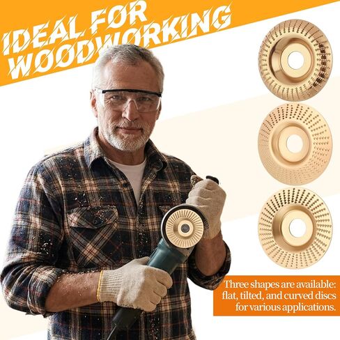 4 Pcs Wood Carving Disc Set for 4" or 4 1/2" Angle Grinder with 5/8" Arbor, Grinding Wheel Shaping Disc for Wooden Cutting, Woodworking Angle Grinder Attachment, Wood Shaping Carving Discs in Kuwait