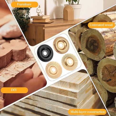 4 Pcs Wood Carving Disc Set for 4" or 4 1/2" Angle Grinder with 5/8" Arbor, Grinding Wheel Shaping Disc for Wooden Cutting, Woodworking Angle Grinder Attachment, Wood Shaping Carving Discs in Kuwait