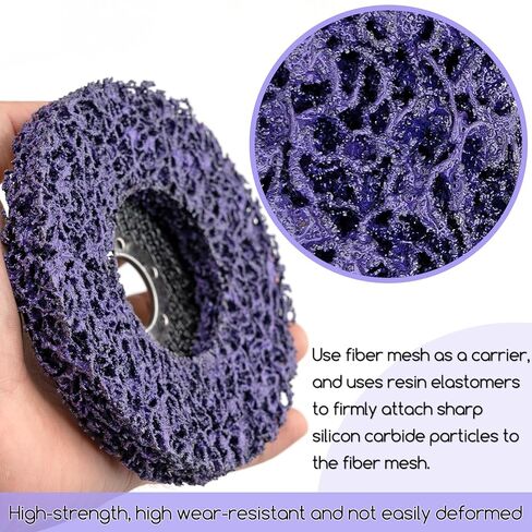 6 قطع أقراص شريطية مقاس 4-1/2 بوصة × 7/8 بوصة، عجلة تجريد مزيل الصدأ وعجلات تقشير الطلاء، أقراص جلخ سريعة لطاحونة الزوايا لتنظيف وإزالة طلاء الطلاء ولحامات الصدأ والأكسدة باللون الأرجواني in Kuwait