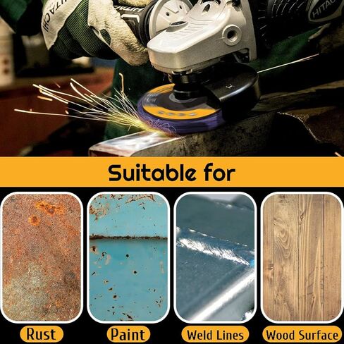 6 قطع أقراص شريطية مقاس 4-1/2 بوصة × 7/8 بوصة، عجلة تجريد مزيل الصدأ وعجلات تقشير الطلاء، أقراص جلخ سريعة لطاحونة الزوايا لتنظيف وإزالة طلاء الطلاء ولحامات الصدأ والأكسدة باللون الأرجواني in Kuwait