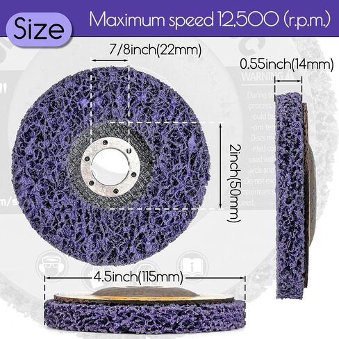 6 قطع أقراص شريطية مقاس 4-1/2 بوصة × 7/8 بوصة، عجلة تجريد مزيل الصدأ وعجلات تقشير الطلاء، أقراص جلخ سريعة لطاحونة الزوايا لتنظيف وإزالة طلاء الطلاء ولحامات الصدأ والأكسدة باللون الأرجواني in Kuwait
