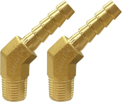 Brass 1/8" NPT Male to 1/4" Barb 45 Degrees Elbow Pipe Thread to Barbed Hose Fittings for Water/Oil/Gas (Pack of 2) in Saudi Arabia