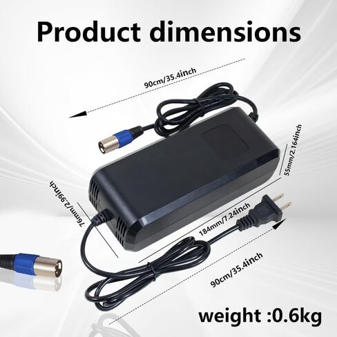 محول طاقة شاحن بطارية 54.6 فولت 4 أمبير لشاحن بطارية ليثيوم 13 ثانية 48 فولت مع موصل XLR ثلاثي الأطراف، شاشة عرض LED عالية الدقة جهد الشحن في الوقت الحقيقي، شحن ذكي على 3 مراحل in Kuwait