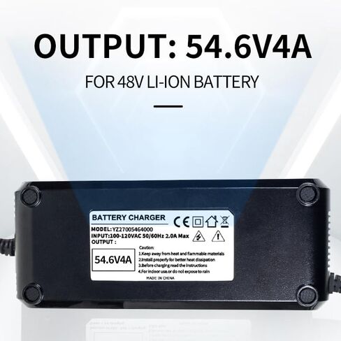 محول طاقة شاحن بطارية 54.6 فولت 4 أمبير لشاحن بطارية ليثيوم 13 ثانية 48 فولت مع موصل XLR ثلاثي الأطراف، شاشة عرض LED عالية الدقة جهد الشحن في الوقت الحقيقي، شحن ذكي على 3 مراحل in Kuwait