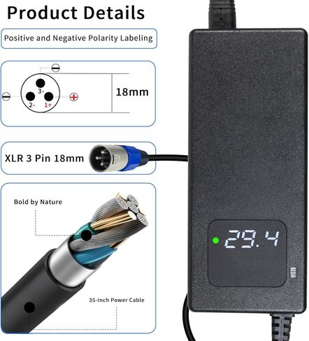 29.4 فولت 4A محول الطاقة شاحن 24 فولت بطارية ليثيوم شاحن ل 24 فولت 7S بطارية ليثيوم أيون 3-Pin XLR موصل in Kuwait