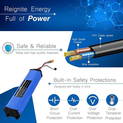 36V 7500mAh Battery Replacement for Hiboy S2/KS4, 270Wh High-Performance Lithium Battery Pack with XT60/SM Connector & Screw Holes in Kuwait