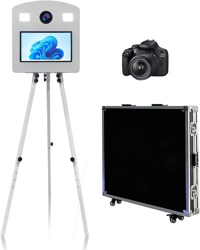 Portable Mirror Photo Booth with 15.6" Touchscreen, APP Control & RGB Light, DSLR Photo Booth Machine Includes Flight Case for Wedding Parties Events Rental Graduation (Photo Booth + Printer + Camera) in Kuwait