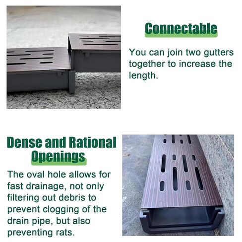 Channel Drain Garden Yard Fast Drainage/Trench Drain System,Outdoor Channel Drain to Block Debris(50x5x4cm/19.7x2x1.6inch) in Saudi Arabia
