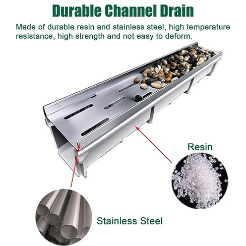 Trench Channel Drain for Driveway, Patio Yard Walkway Drainage Channels and Grating Kit(15x15 cm (6x6 in)) in Saudi Arabia