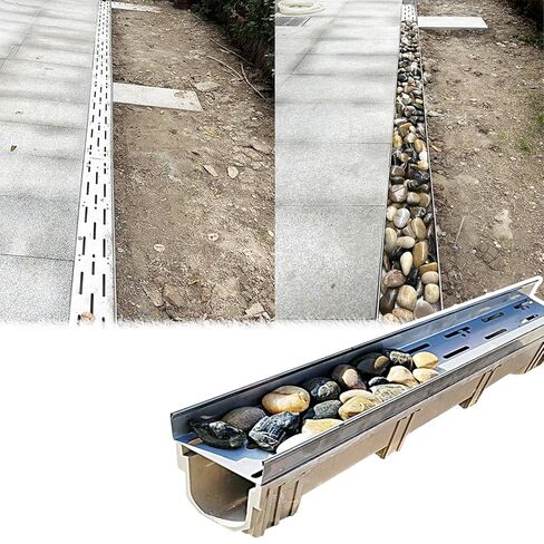 Trench Channel Drain for Driveway, Patio Yard Walkway Drainage Channels and Grating Kit(15x20 cm (6x7.9 in)) in Saudi Arabia