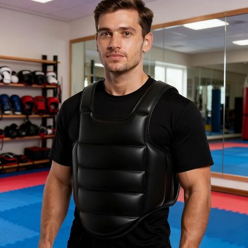 XL Karate Chest Protector, Black and White Reversible Boxing Body Protector, Taekwondo Chest Guard for Adults and Children in Kuwait
