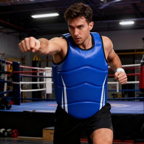 Karate, Taekwondo, Boxing Chest Guard, Pu Leather Rib Shield for MMA Muay Thai, Men Women Training Protector in Saudi Arabia