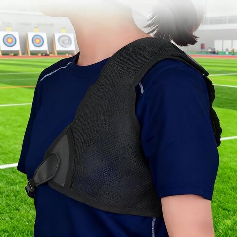 Archery Chest Guard, Adjustable Straps, Breathable Mesh Fabric, Lightweight Bow Hunting Protector, Black in Kuwait