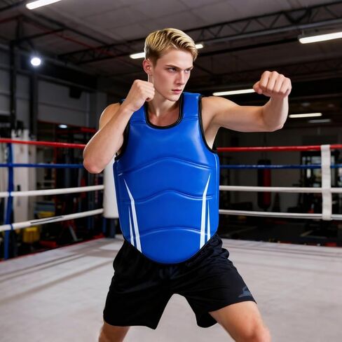 Chest Protector for Boxing, Karate, Taekwondo, and MMA, Rib Shield, Pu Leather, Training Guard for Men and Women in Kuwait